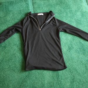 Cici Fashion Black Zip Up Collar Top